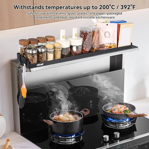 16-32 inch 4 OTraki Magnetic Stove Top Shelf Spice Rack for Stove Adjustable Over the Stove Shelf Stainless Steel