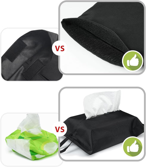 kakaforsa Black Toilet Paper Holder | Reusable Tissue Holder Cloth Cover | Hang Paper Towel Holder for Car, Home,