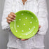 City to Cottage Handmade Pottery Bowl, Lime Green and White Polka Dot Glazed, 7.3inch/18.5cm, 14oz/400ml