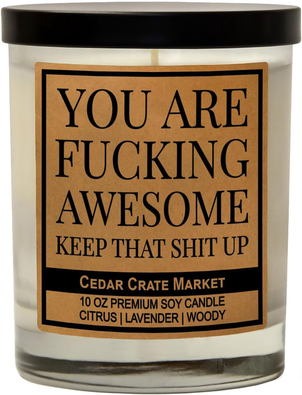 Best Friend Gift for Women, Men - You are Awesome Candle Gift for Her, Him, Inspirational Present for Coworker