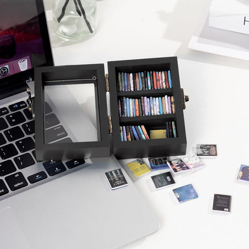 Hcyhcx 60 Anxiety Bookshelf -Shake Anxiety Off Your Decorative Boxes,Miniature Library Equipped with Mini Books Storage