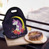 Violet Mist Cute Neoprene Lunch Bag, Insulated Tote Black Unicorn Reusable Lunch Box for Women