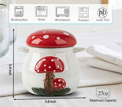 dgudgu Counter Mushroom Garlic Keeper For Ceramic Garlic Container Red Storage Holder Garlic Saver