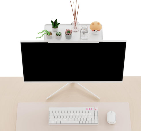 12 inch 13lbs, Pixio White Monitor Storage Top Shelf - Adjustable Platform, Universal Fit, Holds Up to Works on TV