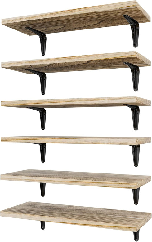 SKYSEN Floating Shelves for Wall Set of 6, 15.7in Wood Wall Shelf