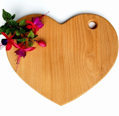 Heart Shaped Cutting Board, 11” x 9” Solid Wood Decorative Serving Board for Cheese, Bread, Snacks