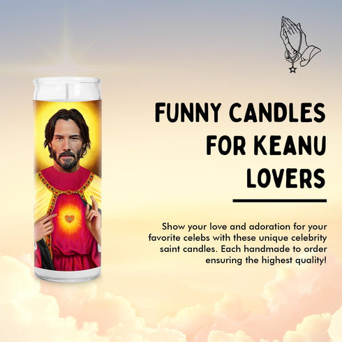 Keanu Celebrity Glass Jar Candle - Unscented Handmade Soy Wax Votive Candle, 8 Inch
