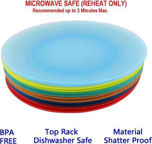 AOYITE 10 inch Plastic Plates Set of 12 - Reusable Lightweight Flat Dinner Plates, BPA Free