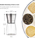 Premium Salt and Pepper Grinder Set with Stand - Stainless Steel Manual Spice Adjustable Coarseness (Pack of 2)