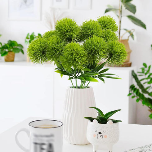 Uieke 10 Pcs Dandelion Artificial Flowers, Fake Plants Bouquet for Home Decoration, Wedding Decor, Green