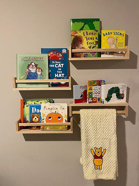Gneric 15.7 inch Rack(4 Pack) Floating Shelves for Wall, Burlywood Nursery Book Shelves, Kids Bookshelf, Wall Shelves