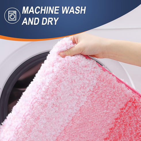 OLANLY Pink Bathroom Rug Mat 36x24, Extra Soft Absorbent Microfiber Non-Slip Plush Shaggy Bath Carpet