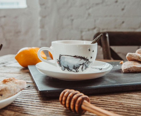 4-Piece Set Winnie The Pooh Disney Bone China Teacup and Saucer | Tea Party With Coffee, Espresso, Mocha