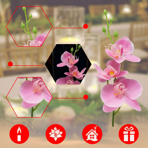 ARDUX 12 Pieces Artificial Flowers for Floating Candles, Mini Artificial Orchid Flower Vase Fillers for Wedding Dining