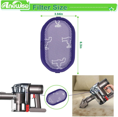 4Pk DC44 DC35, DC31, DC56, DC34, DC30 #917066-02 Anewise Filter for Dyson Animal, Digital Slim Exclusive Multi Floor