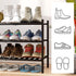 3-Tier Closet, viewcare Black Bamboo Shoe Rack for Entryway, Stackable | Foldable | Natural, Shoe Shelf Storage