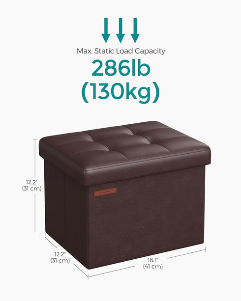 12.2 16.1 12.2 Inches, 286 lb ULSF100K02 SONGMICS Small Folding Storage Ottoman, Foot Rest Stool, Cube Footrest