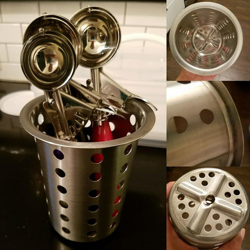 OCS Parts Stainless Steel Utensil Drying Cups, Perforated Kitchen Flatware and Silverware Holder