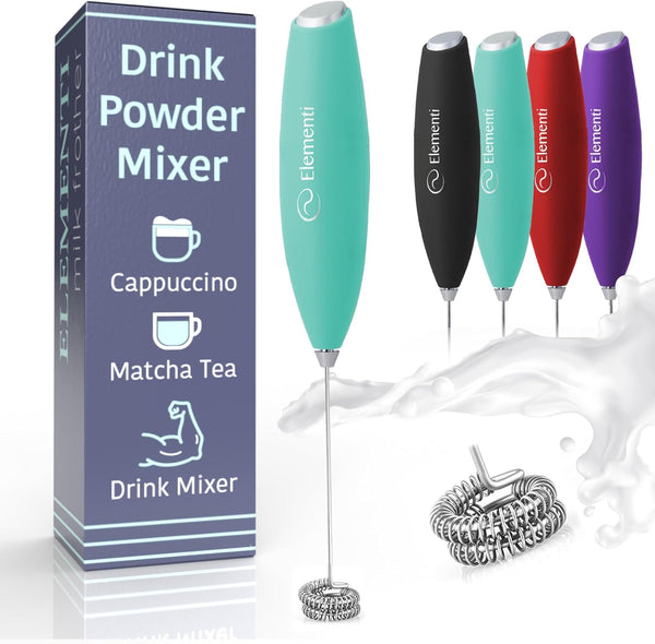 Elementi Electric Stirrer for Powder Drinks - Protein Powder Mixer, Electric Mini Whisker for Mixing, Greens Powder