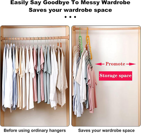 Closet Organizers and Storage,College Dorm Room Essentials, Multifunctional Organizer Magic Space Saving Hangers with 9 Holes Storage Organization for Wardrobe Closet Heavy Clothes by HEYHOUSE