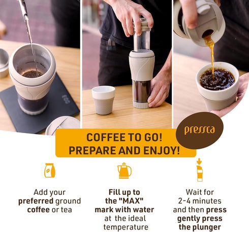 Portable Coffee & Tea Maker, Thermal Infuser, French Press, Single Serve Coffee Maker, BPA Free - 12 fl oz, Gray
