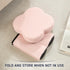 12" Inch Ornavo Home Pink Boucle Storage Ottoman Cube Flower-Shaped Footstool with Hidden Storage, Faux Teddy Fur Foot