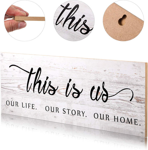 Jetec This Is Us Wall Sign - Wooden Family Wall Plaques with Quotes for Living Room, Bedroom, Christmas Decorations