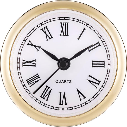 Hicarer Mini Quartz Clock Insert | 2.4 Inch (61 Mm) Round Clocks Head | Roman Number Replacement Movement, White Face