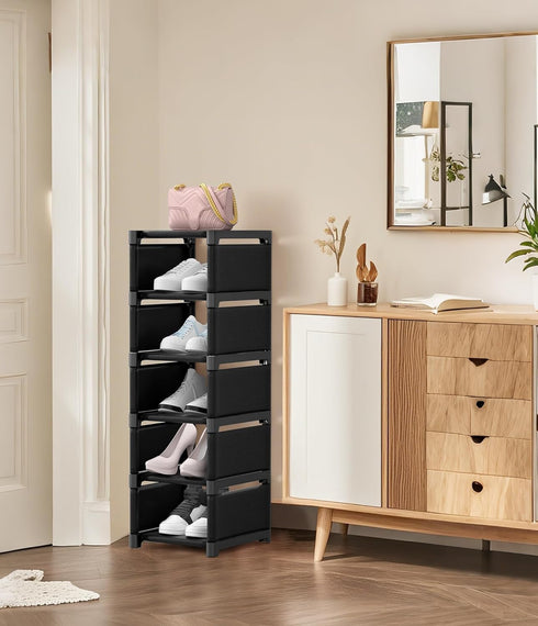 XXXAXXX 6-Tier 9.84" Closet Narrow Shoe Rack, Vertical Small Space Shoe Organizer, Compact Slim Shoe Shelf