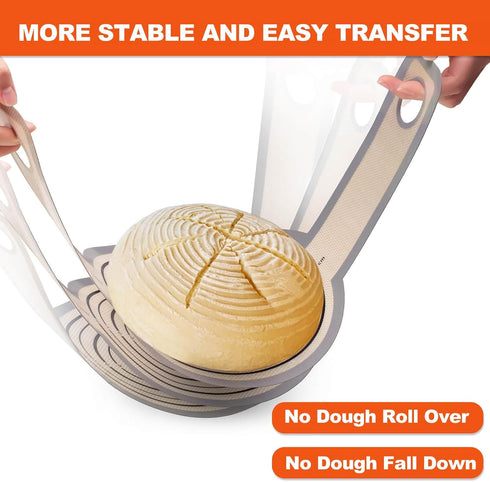 Silicone Bread Sling Oval and Round - Non-Stick & Easy Clean Reusable Oval Silicone Baking Mat for dutch oven. With Long Handles Sourdough Bread Baking mat tools supplier Liner (Gray)
