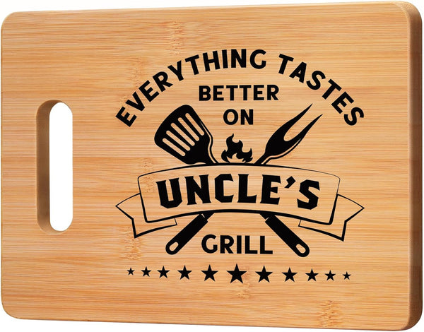 Unique Bamboo Cutting Board - Best Uncle Birthday Gifts from Niece Nephew - Cool Gifts for Uncle's Grill