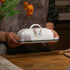 Countertop Enamel Butter Dish with Lid Vintage Enamelware Butter Keeper with Flower and Bird Patterns Farmhouse Butter