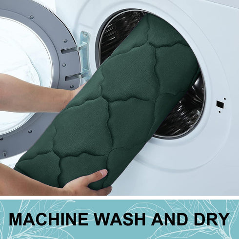 OLANLY Memory Foam Bath Mat Rug 30x20, Ultra Soft Non-Slip Absorbent Bathroom Carpet for Floor, Dark Green