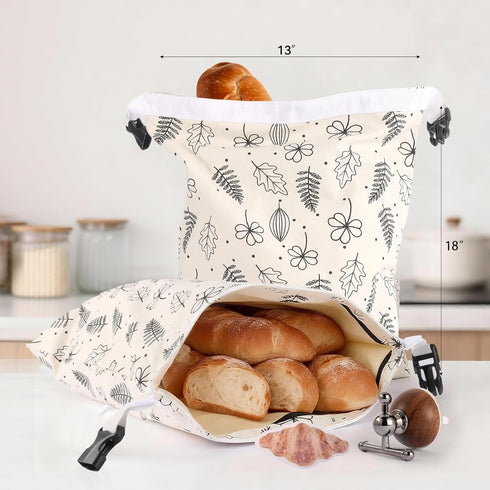 GWTQMJI 2Packs 18 13in XL Reusable Beeswax Bread Bags for Homemade Bread Sourdough for Keep Fresh Freezer Safe Large