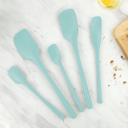 Tovolo 5-Piece Silicone Utensil Set (Light Aqua): Spatula, Spoonula, Jar Scraper, Mini Spatula, Mini Spoonula
