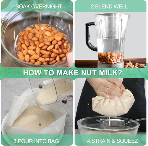 3 pack 14"x14" Nut Milk Bag Extra Large Reusable Food Strainers Nut Bags For Straining Almond/Soy Milk Greek Yogurt