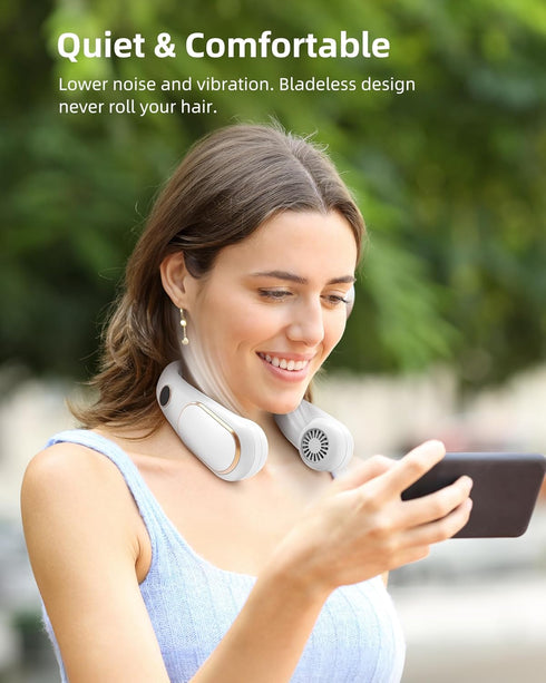Koonie Neck Fan Rechargeable 5 Speeds, Portable Personal Fan, Hands Free Bladeless Fan for Travel, Outdoor, Indoor