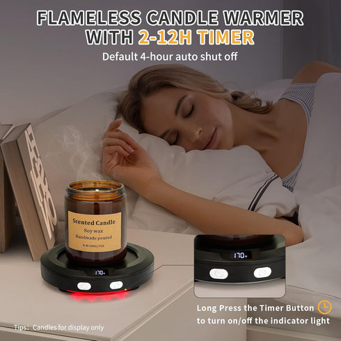 2-12H 3 Setting VOBAGA Coffee Mug Warmer with Auto Shut Off & Temperature for Desk Candle Warmer Plate Coffee
