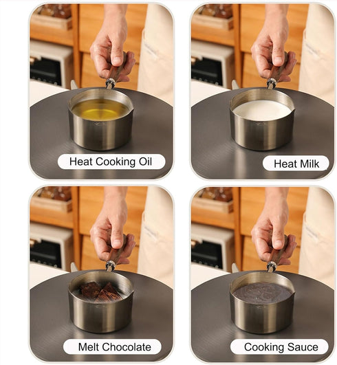 Kloahmo 8.5 oz (250 ml) Food grade Stainless Steel Mini Butter Warmer, Mini Milk/Coffee Warmer, Milk Warmer, Small Baby