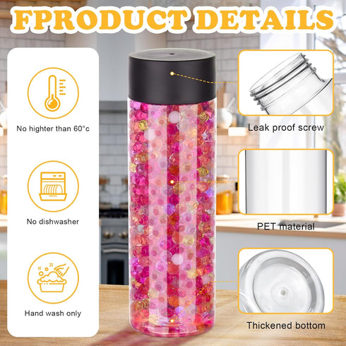 16 Pack 12 oz 350 ml) DI QIU REN Clear Plastic Bottles Empty Sensory Bottles with Caps Reusable Juice Bottles Drink