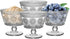 Vintage Glass Dessert Bowls, Set of 4, 9oz Glass Ice Cream Sundae