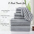 8 Set Sheet-2 Towels,2 Towels,4 Oliven Pcs Gray Cabana Stripe Bath Towel Oversize Bath Bathroom Hand Washcloths Soft