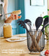 Large Utensil Holder for Kitchen Counter - Farmhouse Utensil Caddy, Spatula Holder (Metal+Bamboo-1)