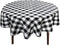 Hiasan Checkered Round Tablecloth 50 Inch - Black and White Waterproof Stain Resistant Washable Fabric for Dining Room