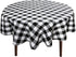 Hiasan Checkered Round Tablecloth 50 Inch - Black and White Waterproof Stain Resistant Washable Fabric for Dining Room