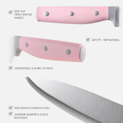 hecef Kitchen Knife Set with Magnetic Strip, 6 pcs Professional Knives Set for Kitchen, 13-inch Magnetic Strip