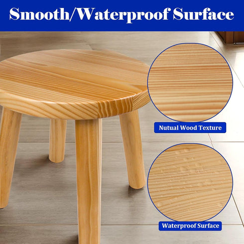 4-Leg Solid Wood Step Stool for Kids & Adults - Multi-Use Toddler Wooden Stool for Bathroom, Playroom, Living