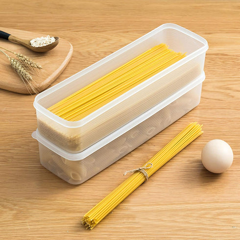 2Pcs Pasta Storage Container, Kitchen Spaghetti Food Storage Box with Lid for Noodles, Pasta, Eggs, Fruits Snacks