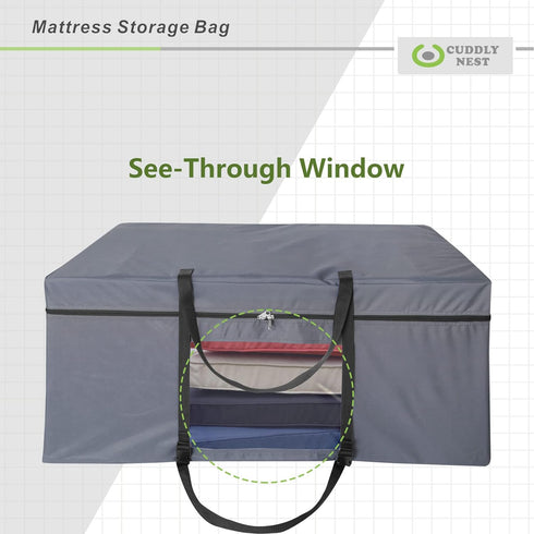 Folding Mattress Storage Bag, Heavy Duty Carry Case for Tri-Fold Guest Bed Mattress (Fits 6" TWIN & TWIN XL mattress)