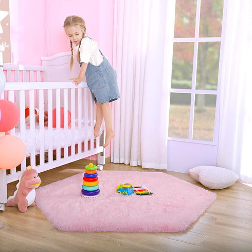 4.6 junovo Ultra Soft Rug for Nursery Children Room Baby Room Home Decor Dormitory Hexagon Carpet for Playhouse